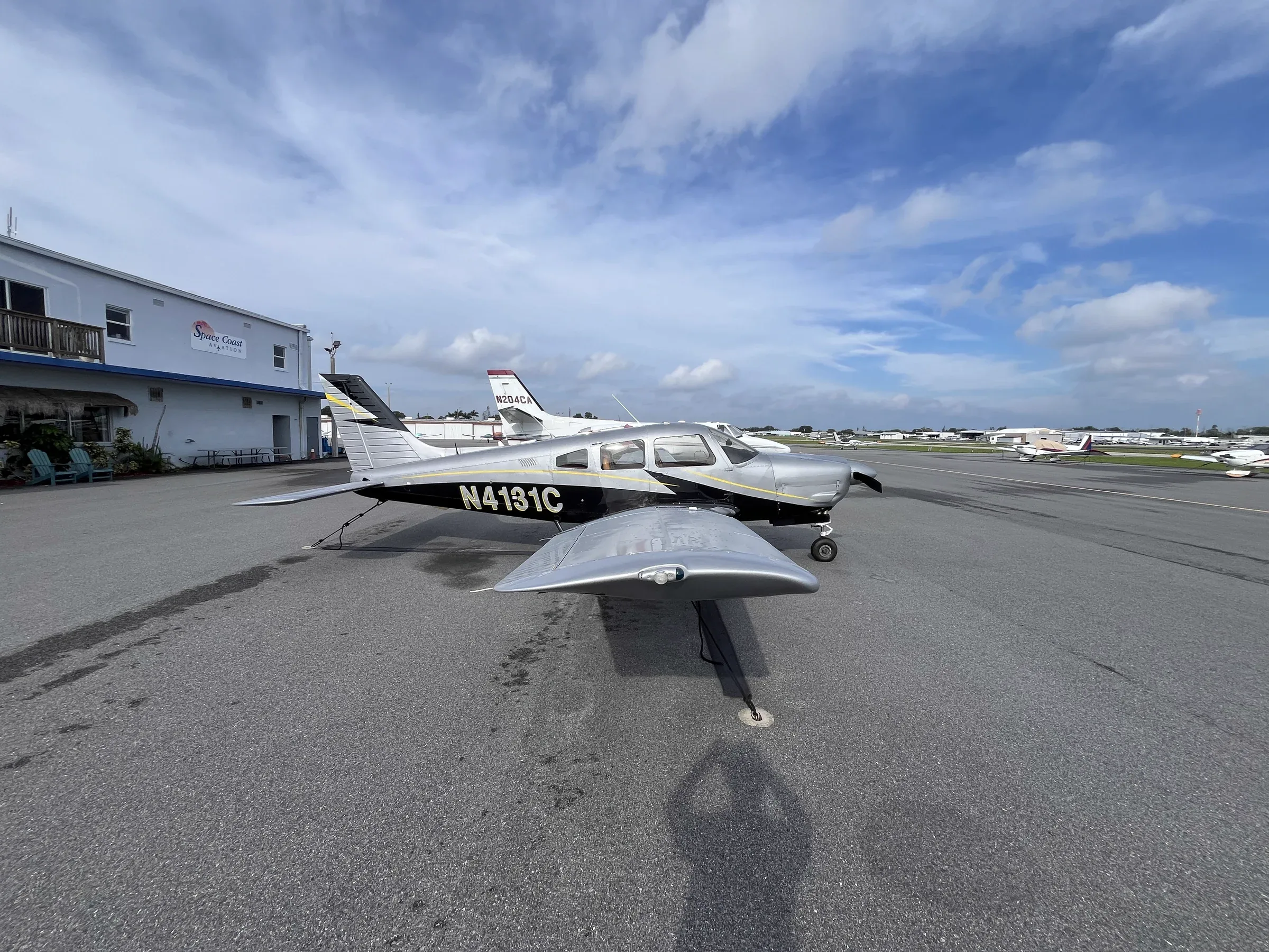 Exterior view of a 1996 Piper Arrow III, N4131C.