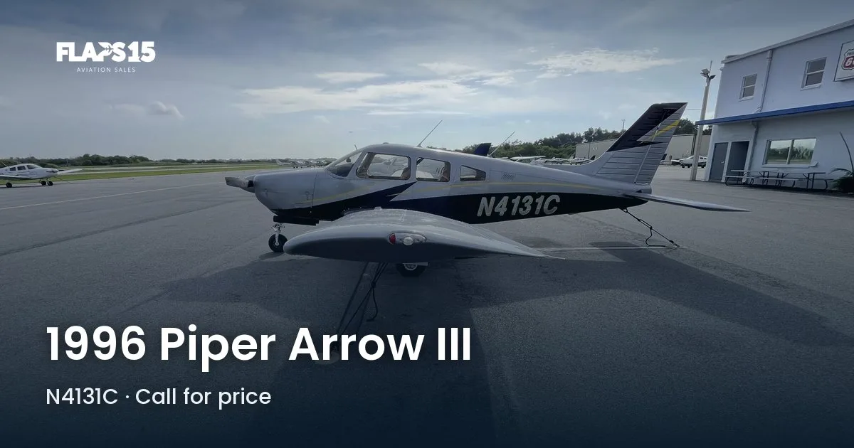 Exterior view of a 1996 Piper Arrow III, N4131C.