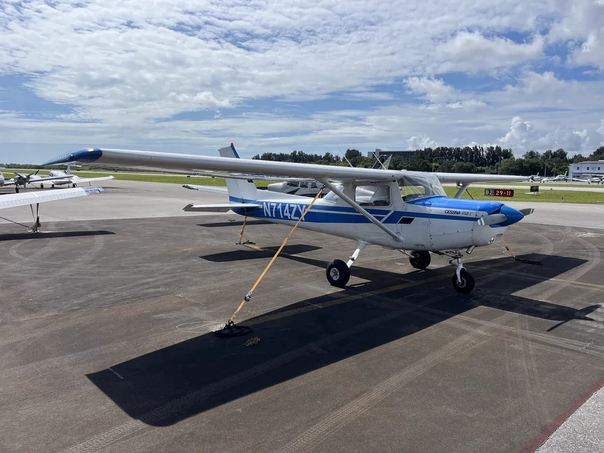 Exterior view of a 1978 Cessna 152, N714ZY.