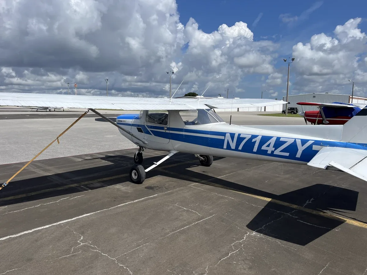 Exterior view of a 1978 Cessna 152, N714ZY.