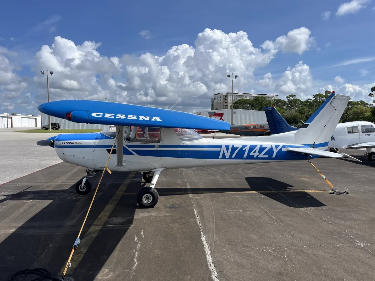 Exterior view of a 1978 Cessna 152, N714ZY.