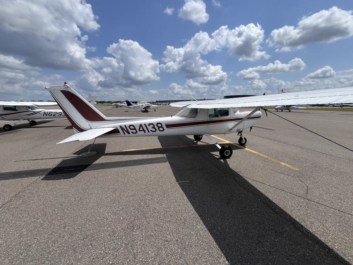 Exterior view of a 1979 Cessna 152, N94138.