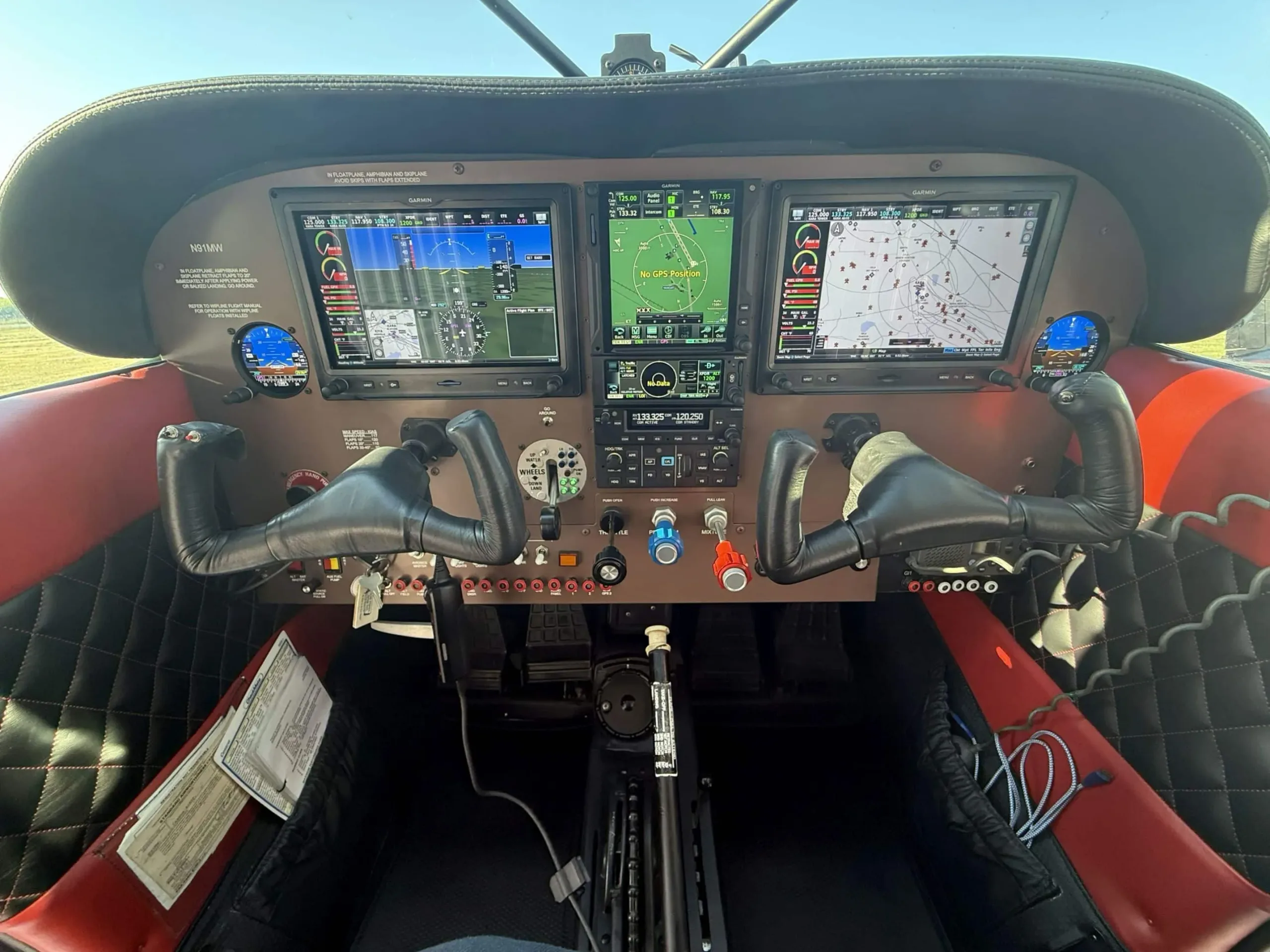 Cockpit and instrument panel of a 1982 Cessna A185F.