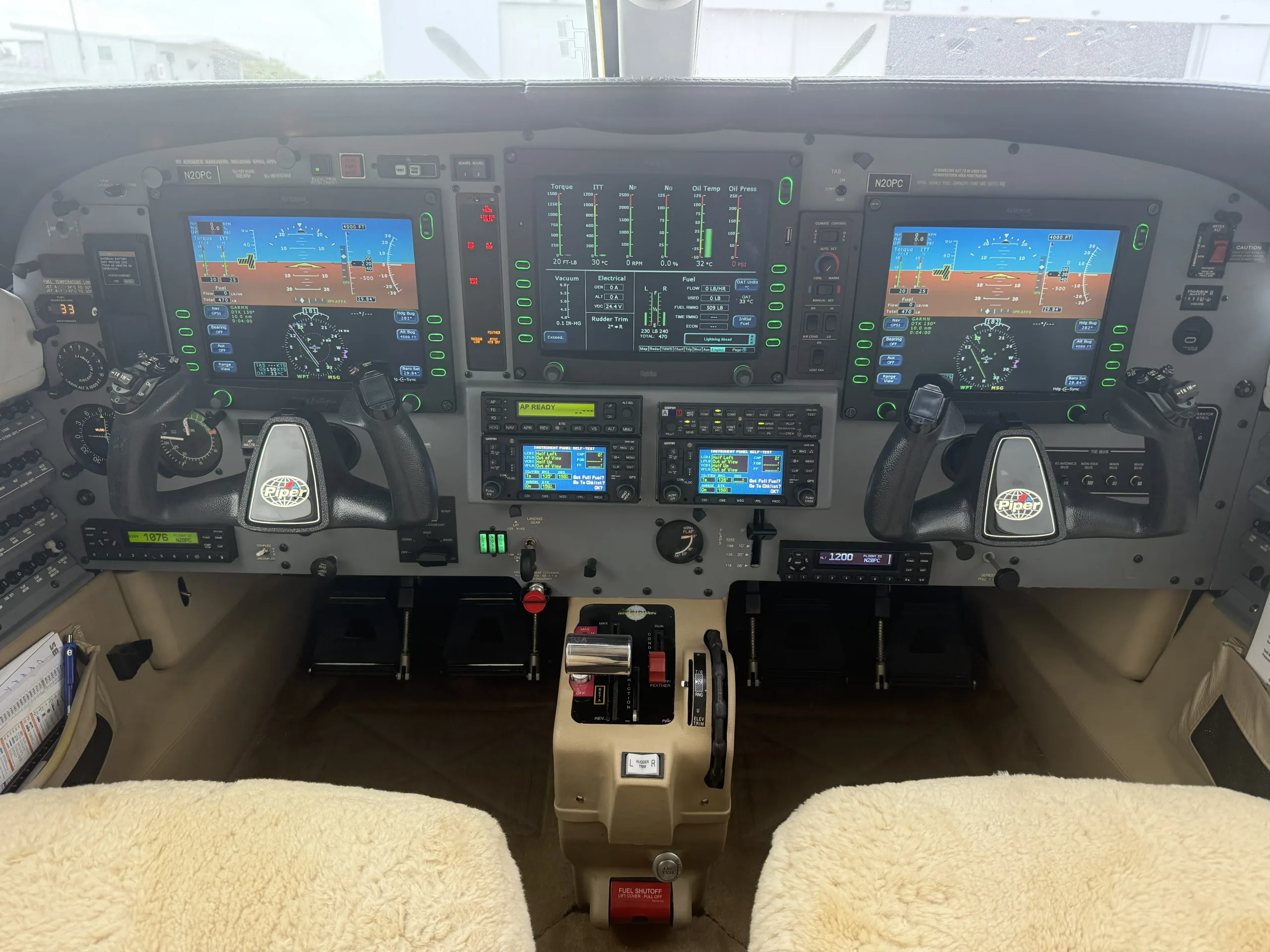 Avionics suite of a 2008 Piper Meridian.