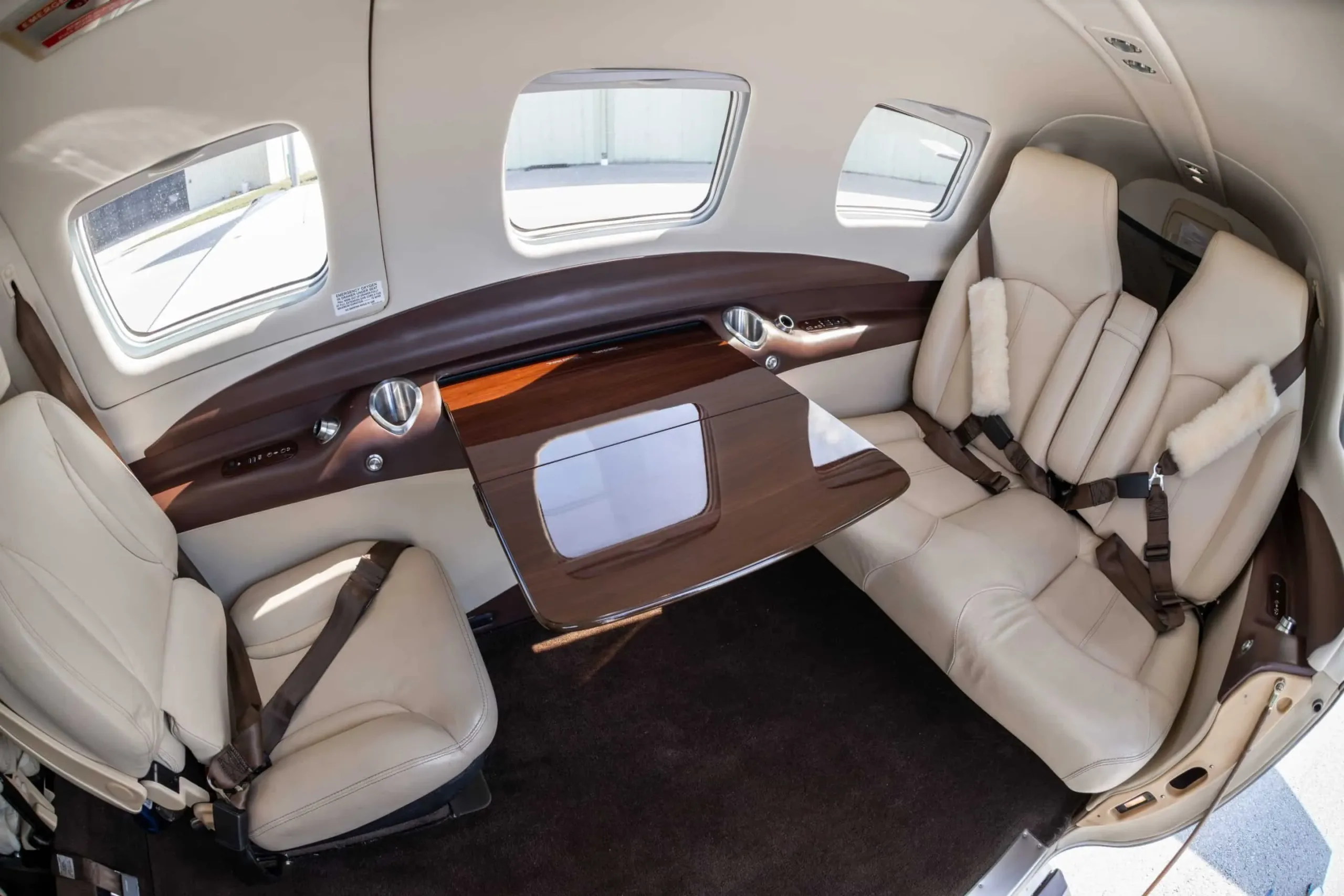 Cabin interior of a 2016 Piper M350.