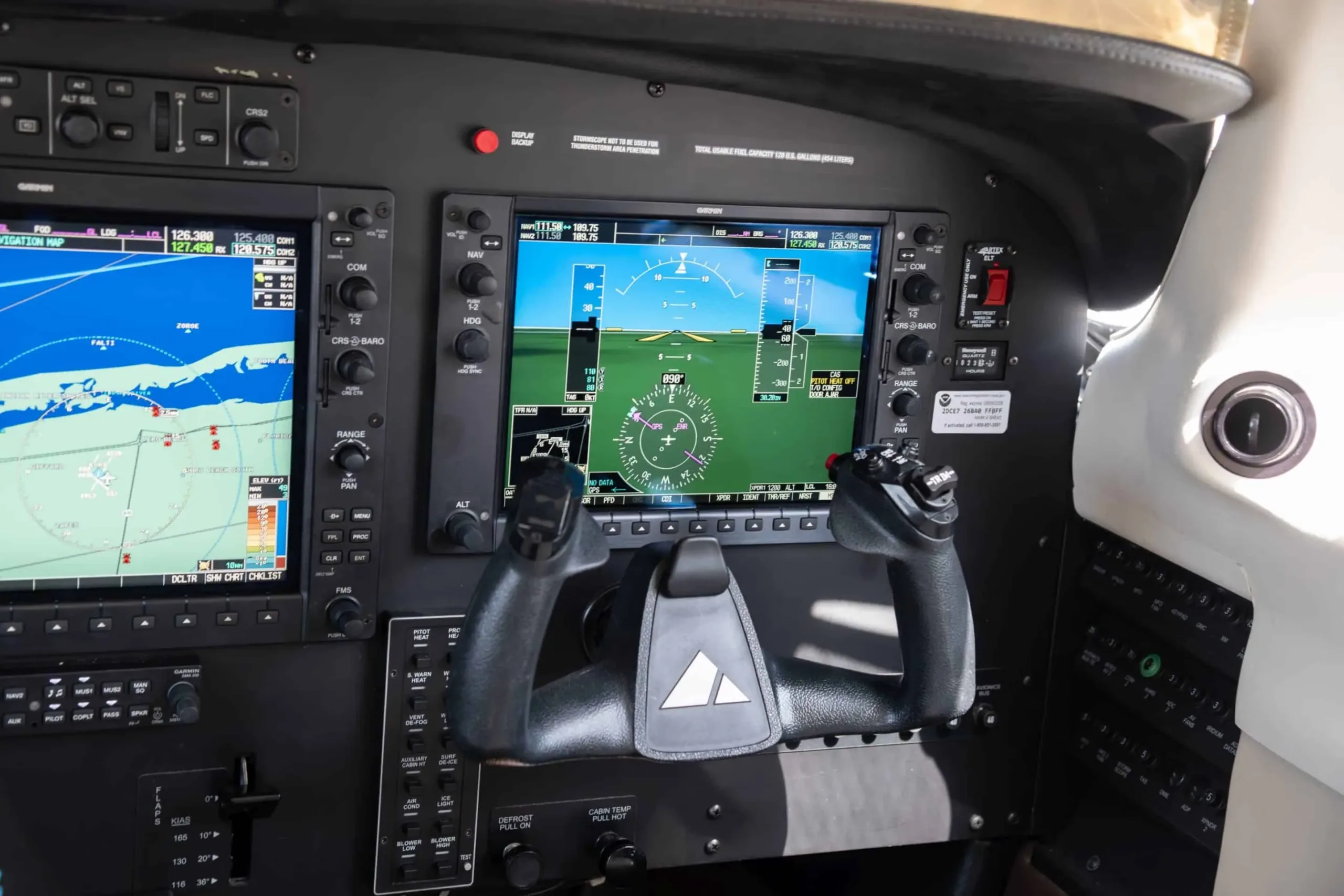 Avionics suite of a 2016 Piper M350.