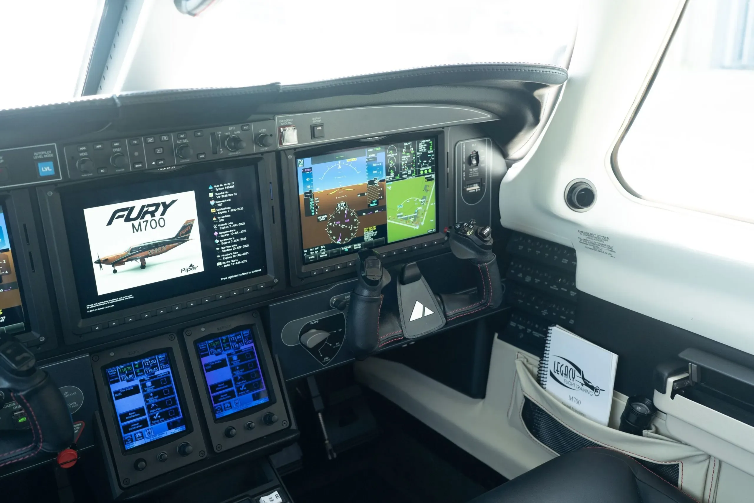 Avionics suite of a 2024 Piper M700 Fury.