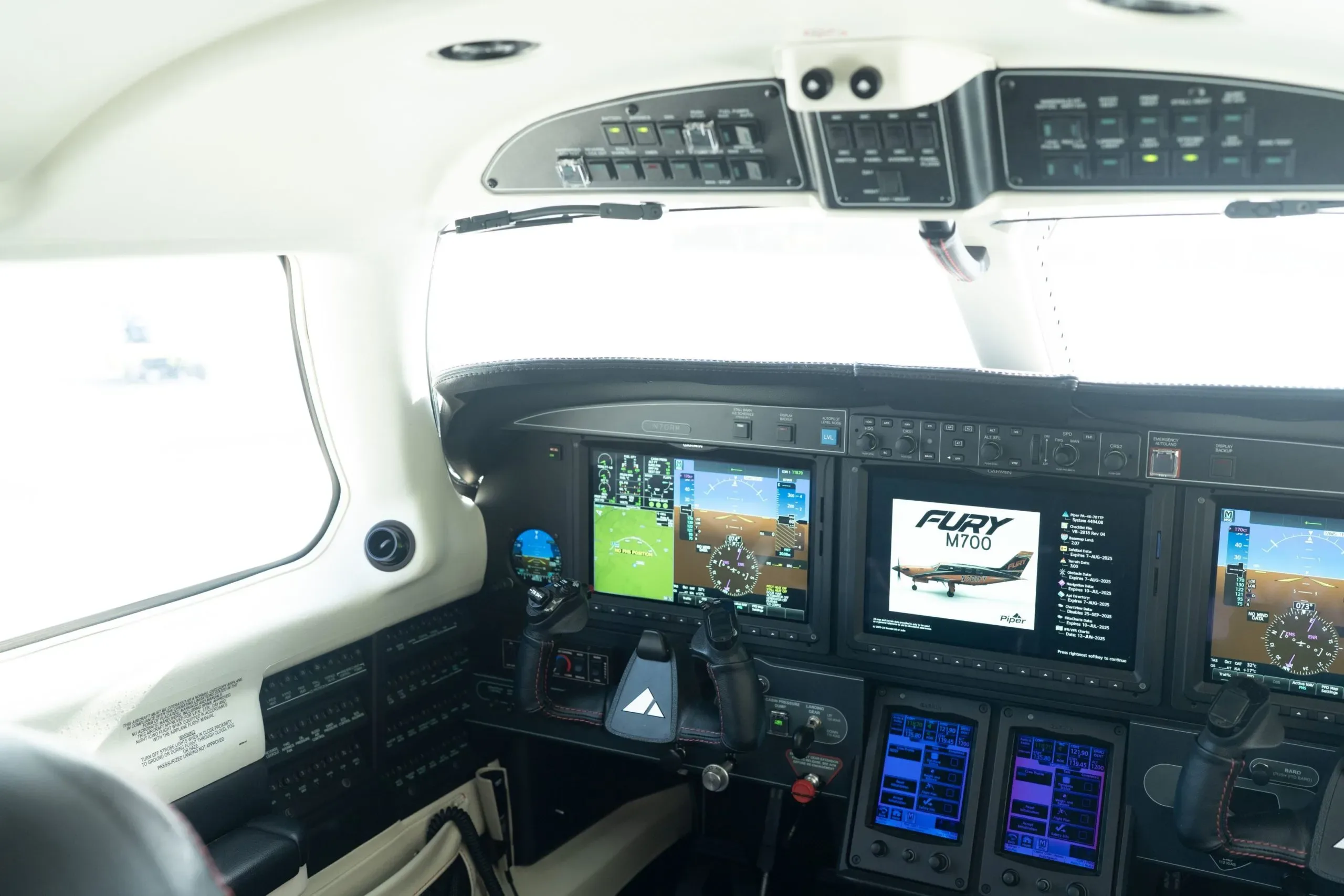 Avionics suite of a 2024 Piper M700 Fury.