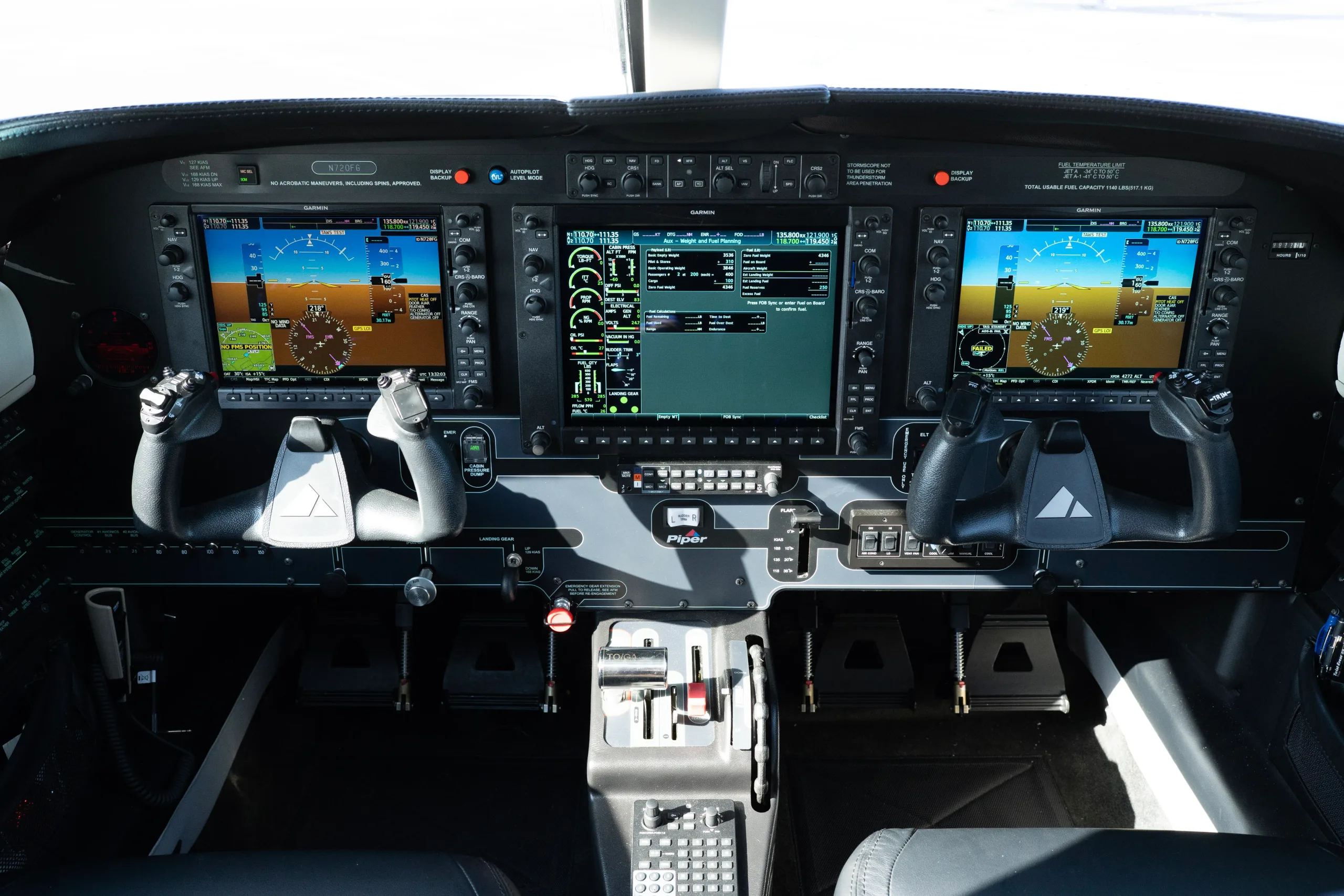 Avionics suite of a 2025 Piper M500.