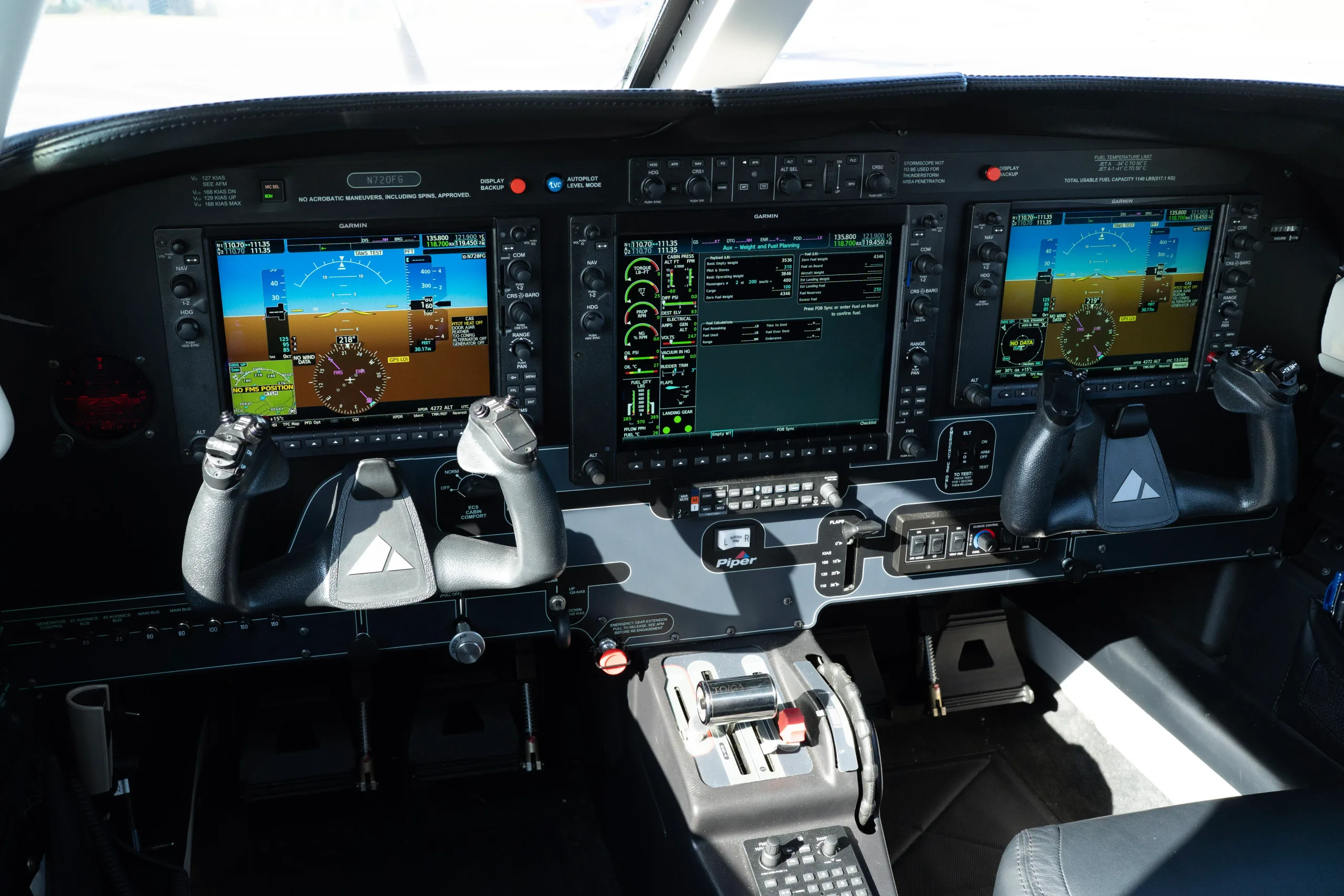 Avionics suite of a 2025 Piper M500.