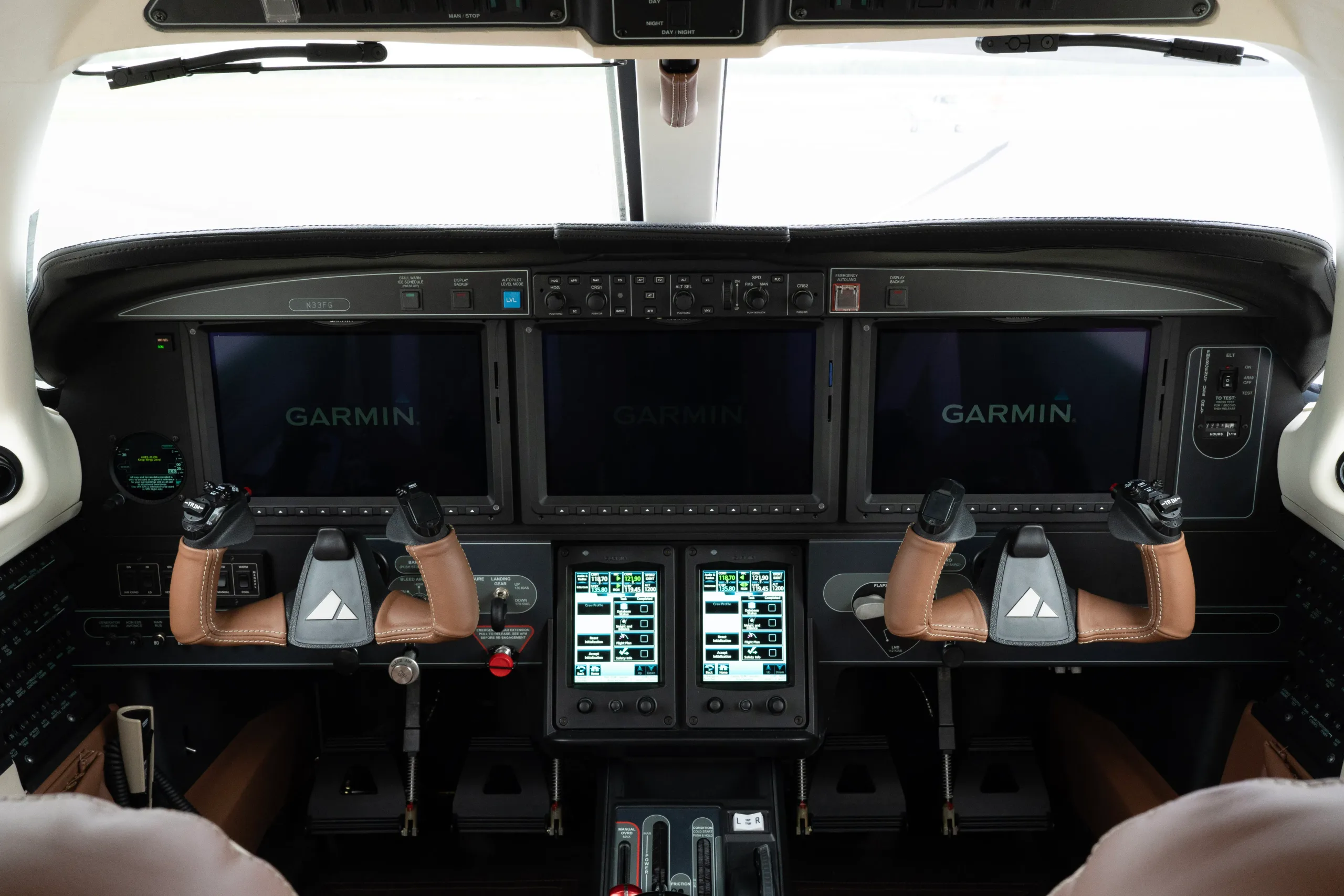 Cockpit and instrument panel of a 2026 Piper M700 Fury.