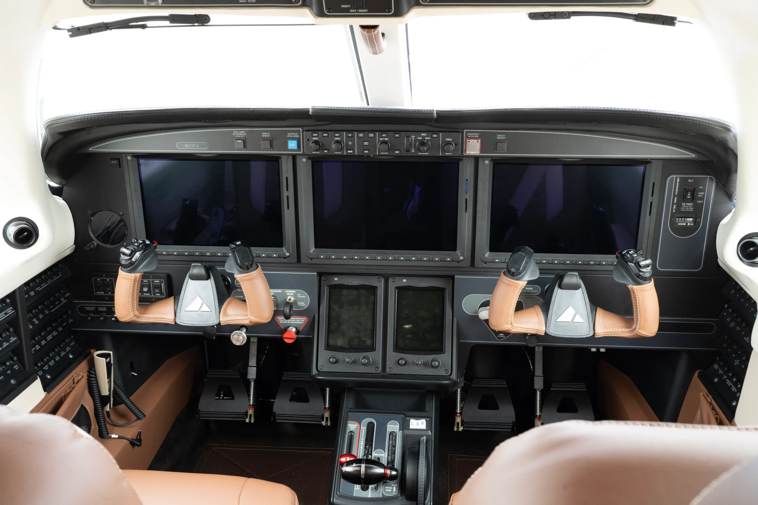Avionics suite of a 2026 Piper M700 Fury.