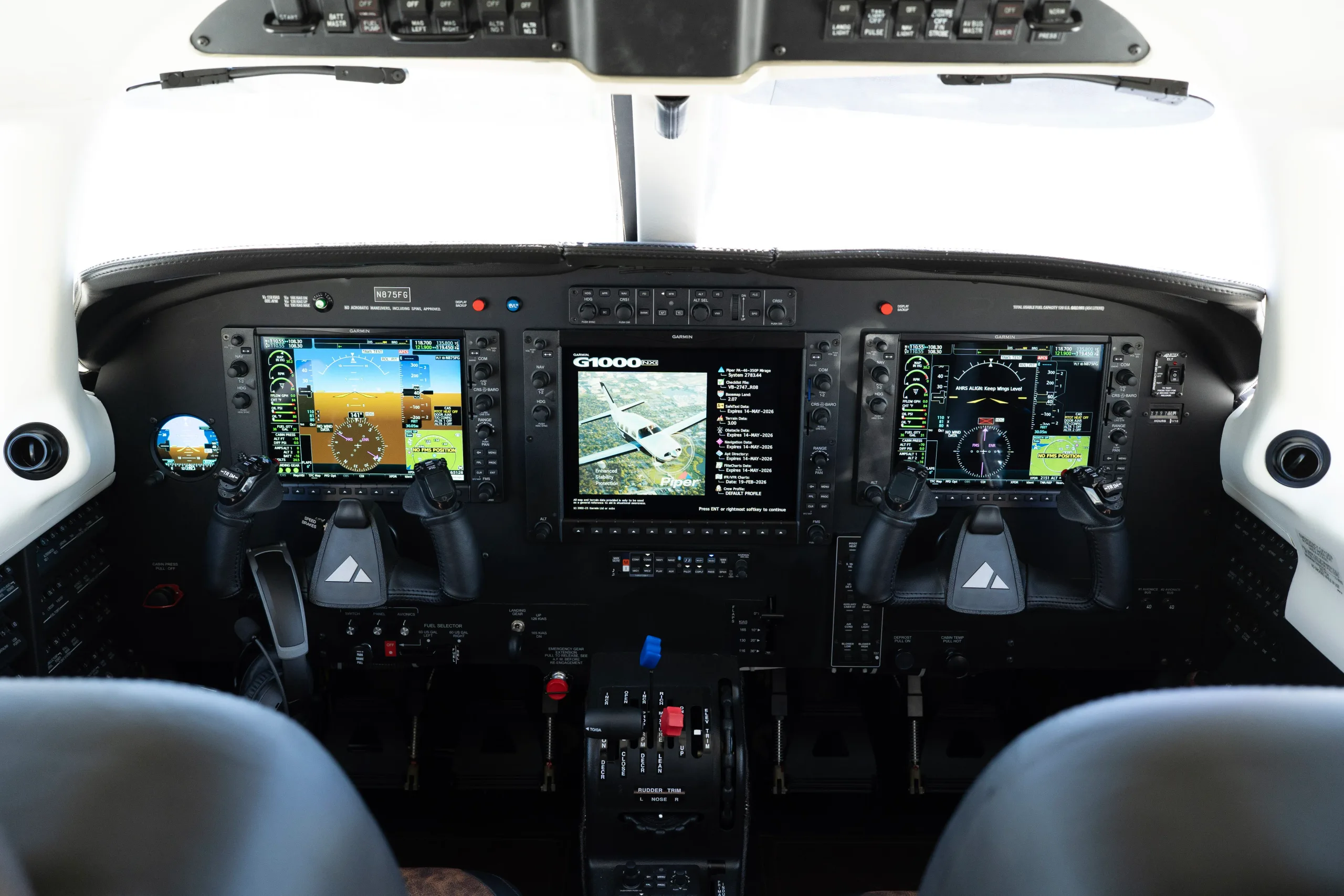 Avionics suite of a 2026 Piper M350.