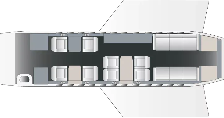 Specification or layout diagram for a 2023 Dassault FALCON 900LX EASy II (°2023) - FLYINGGROUP Official Website.