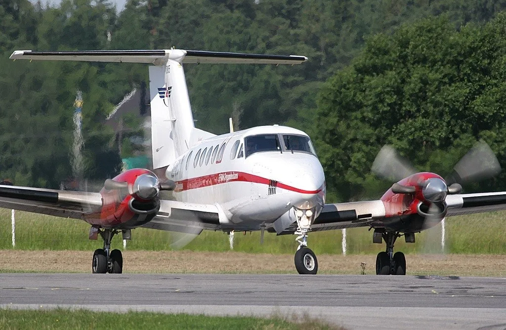 Exterior view of a 1985 Beechcraft King Air B200, BB-1210.