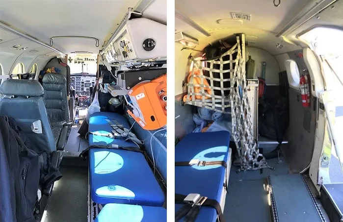 Cabin interior of a 1988 Beechcraft King Air B200C.