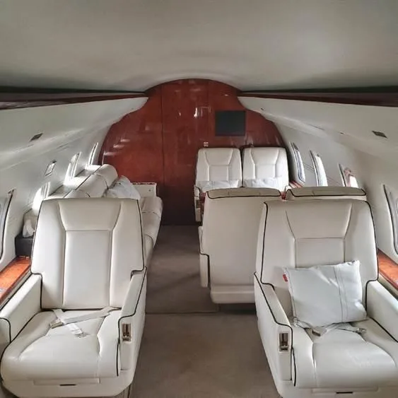 Cabin interior of a 2002 Bombardier Challenger 604 SN 5519.
