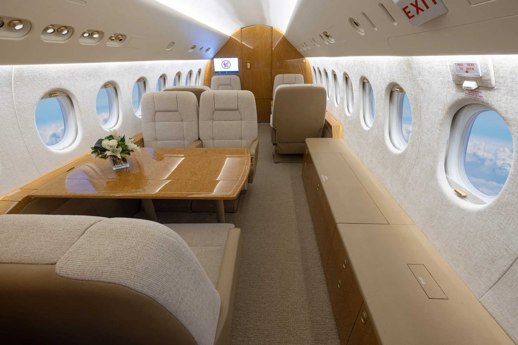 Cabin interior of a 2005 Dassault Falcon 900EX SN 151.