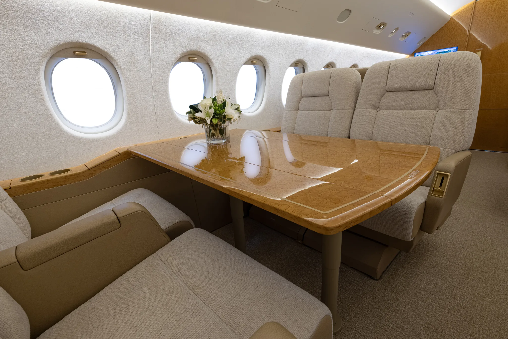Cabin interior of a 2005 Dassault Falcon 900EX SN 151.