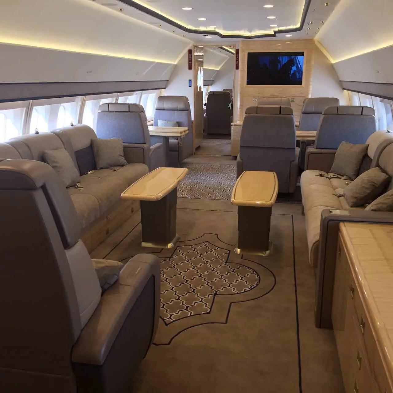 Cabin interior of a 2008 Boeing BBJ3 37560 YH301.