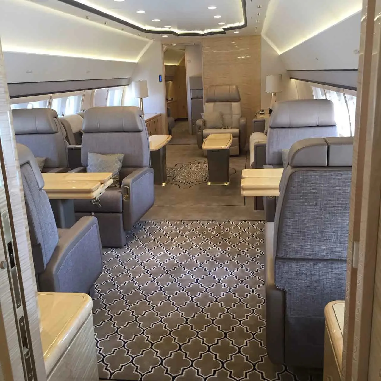 Cabin interior of a 2008 Boeing BBJ3 37560 YH301.