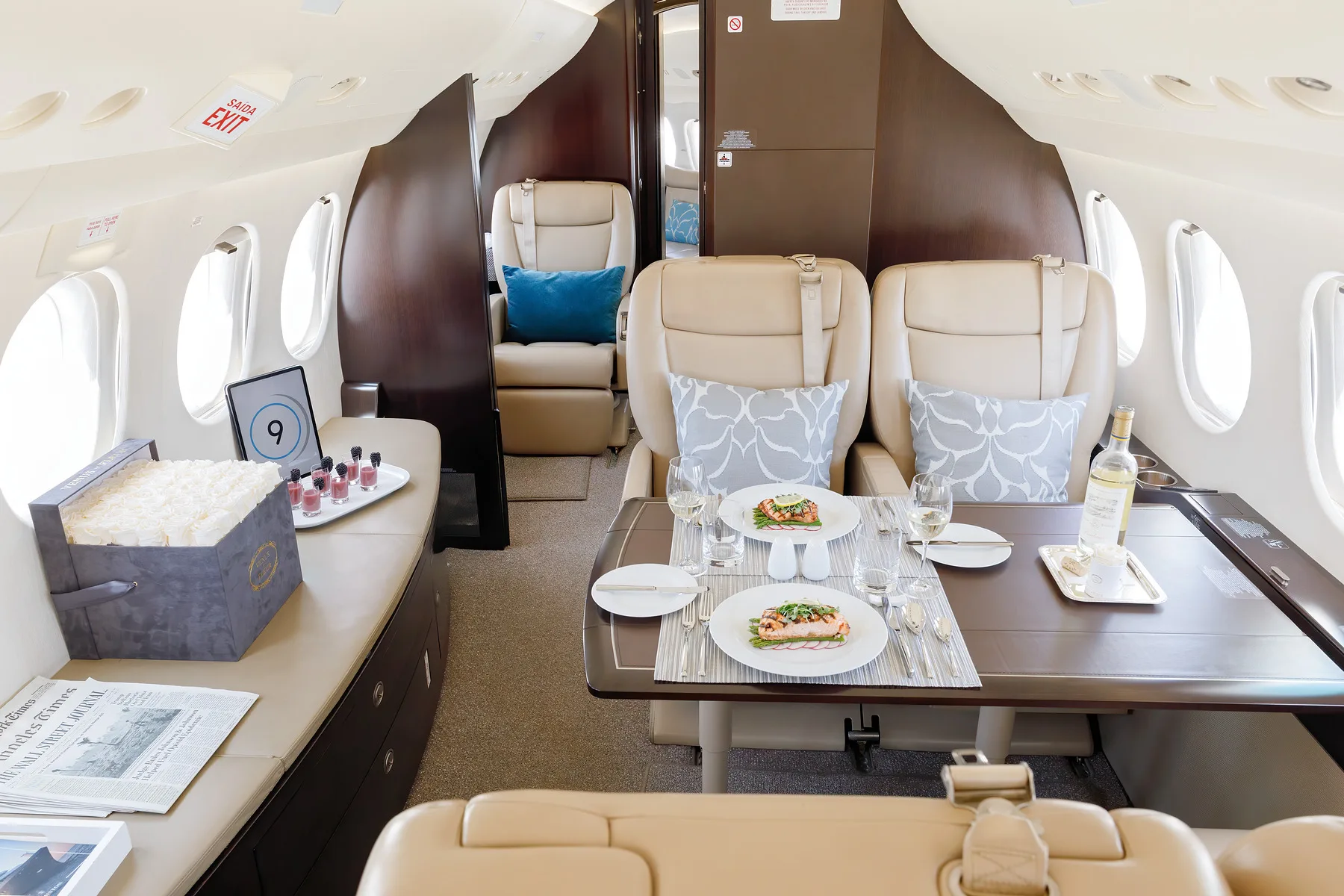 Cabin interior of a 2011 Dassault Falcon 7X SN 132.