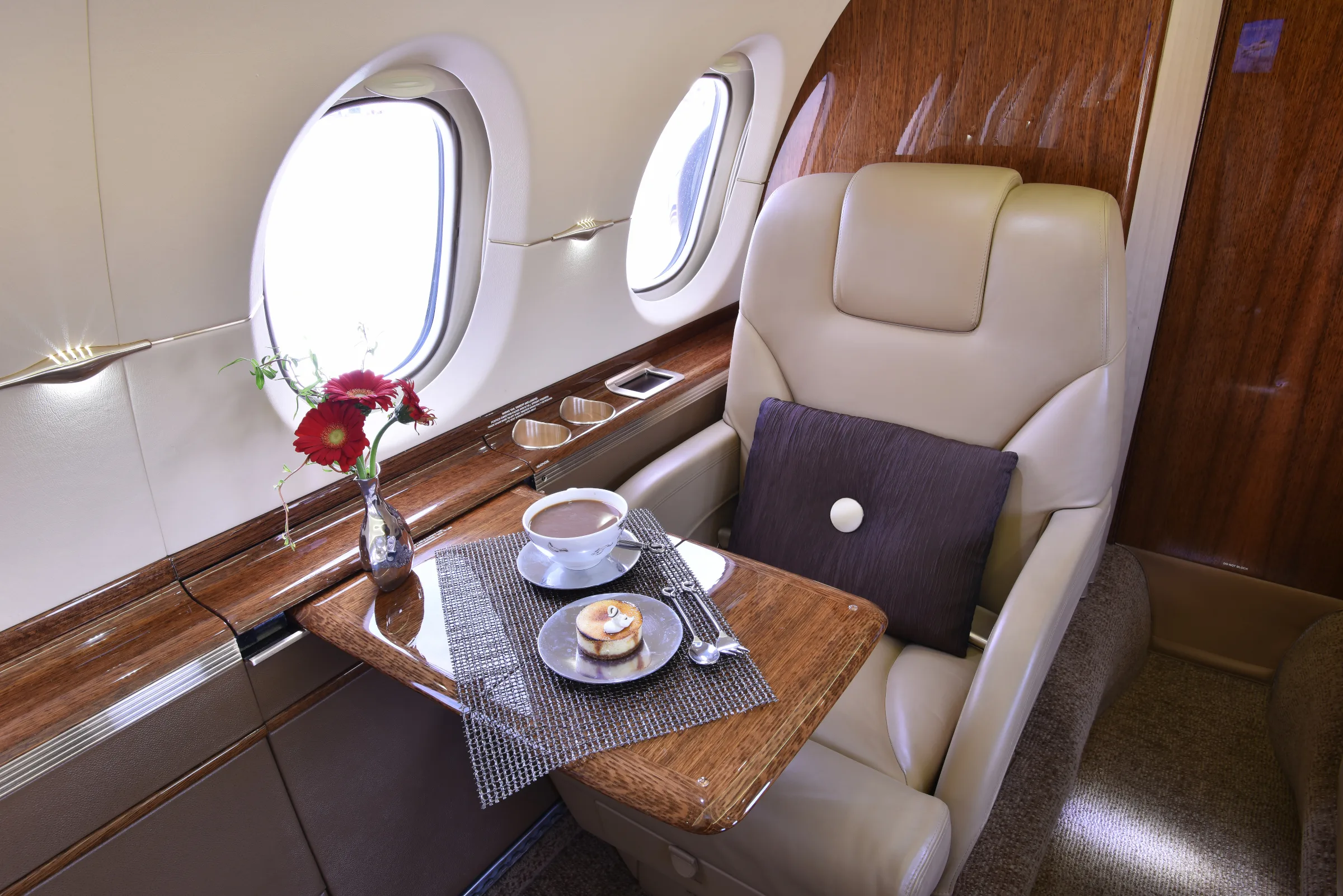 Cabin interior of a 2012 Hawker 900XP.