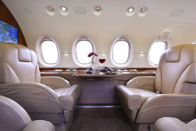 Cabin interior of a 2012 Hawker 900XP.