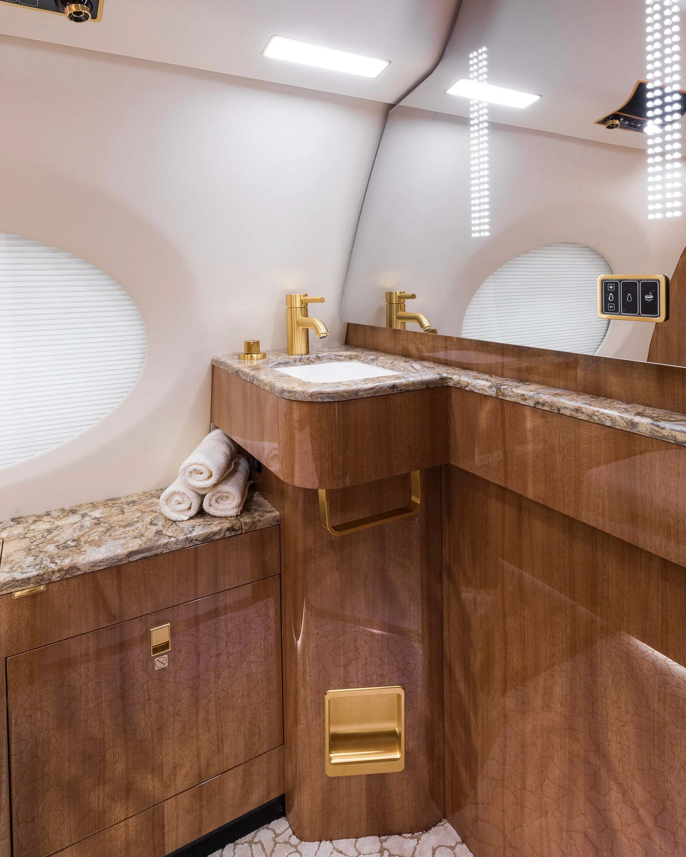 Cabin interior of a 2018 Gulfstream G650ER.