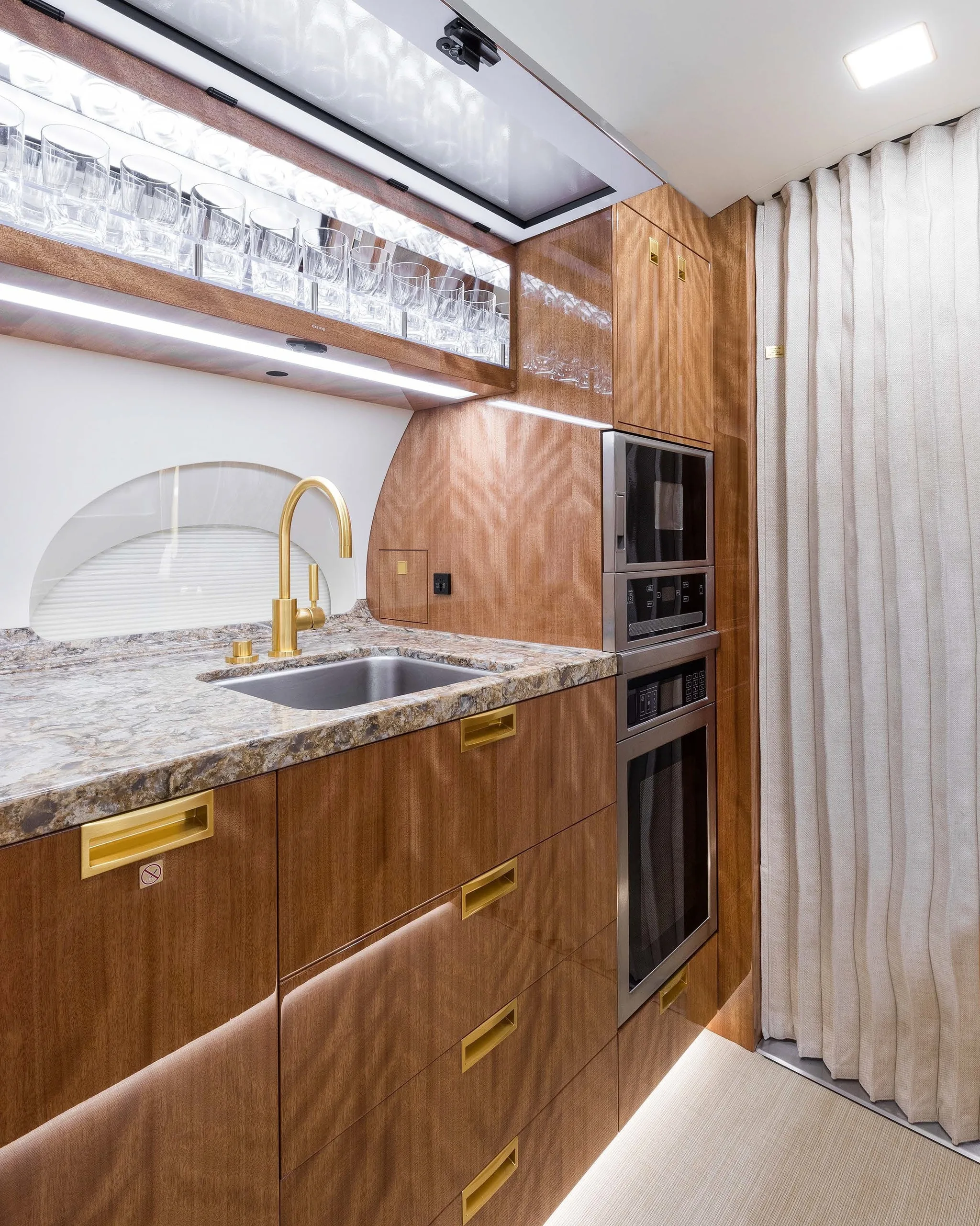 Cabin interior of a 2018 Gulfstream G650ER.