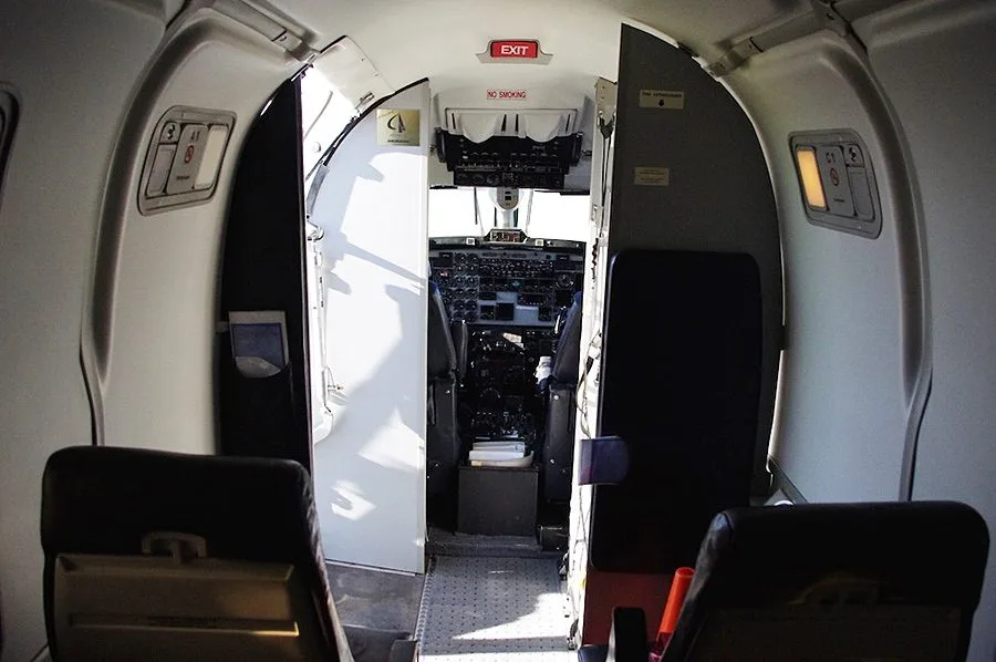 Cabin interior of a Beechcraft 1900D.