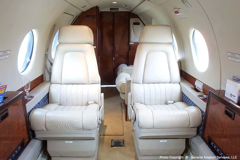 Cabin interior of a 1986 Beechjet 400.