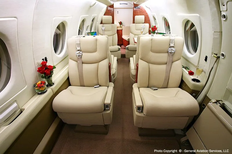 Cabin interior of a 1990 Beechjet 400A.