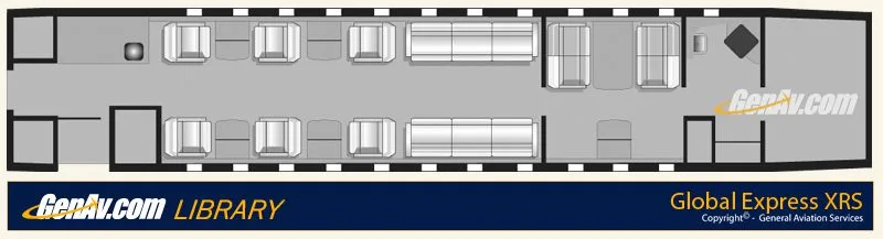 Specification or layout diagram for a 2005 Bombardier Global Express XRS.