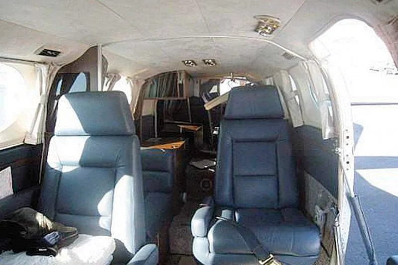 Cabin interior of a 1976 Cessna 421C.