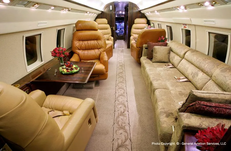 Cabin interior of a 1981 Bombardier CL600.