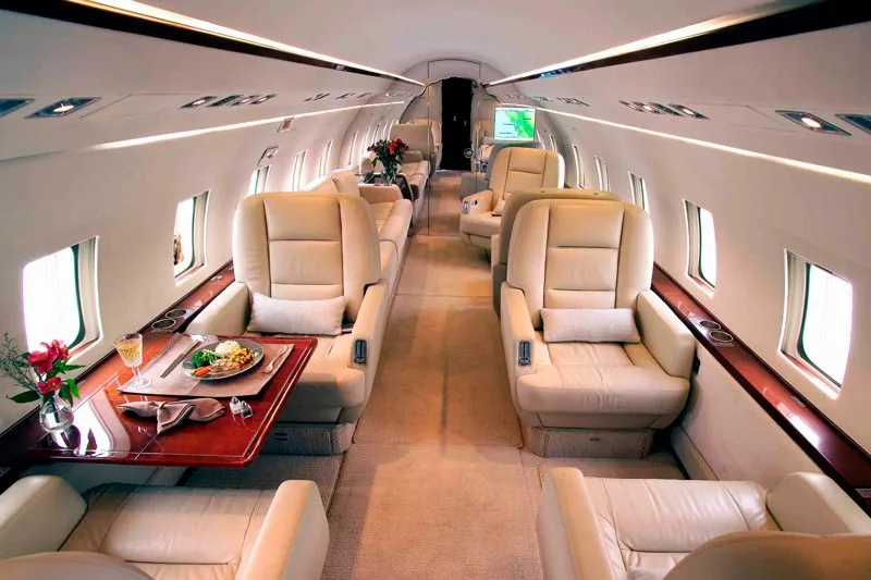 Cabin interior of a 1987 Bombardier CL601-3A.