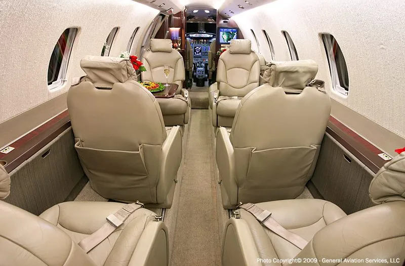 Cabin interior of a 1998 Cessna Excel.