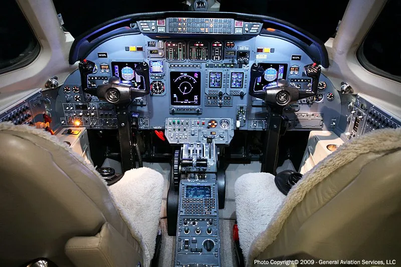 Cockpit and instrument panel of a 1998 Cessna Excel.
