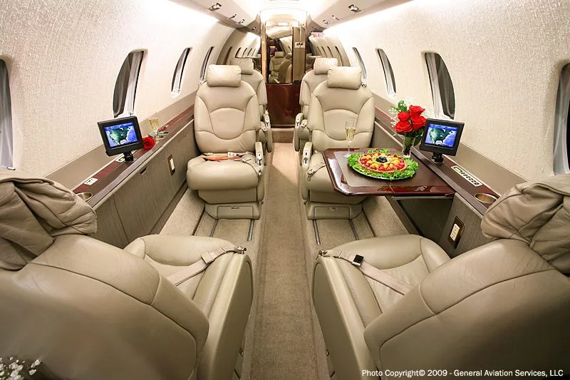 Cabin interior of a 1998 Cessna Excel.