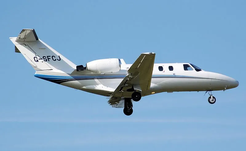 Exterior view of a 1993 Cessna Jet 525.