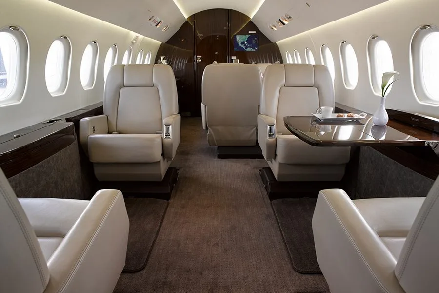 Cabin interior of a 2000 Dassault Falcon 2000 – 0073.
