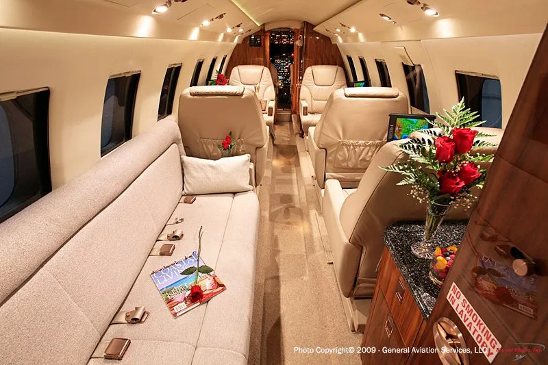 Cabin interior of a 1977 Hawker 700A.