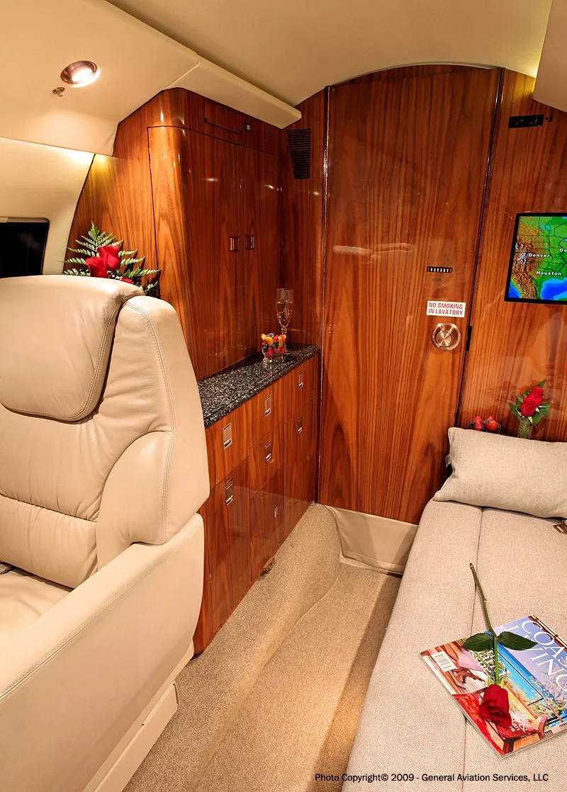 Cabin interior of a 1977 Hawker 700A.