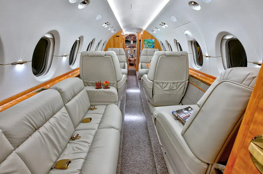 Cabin interior of a Hawker 900XP –.