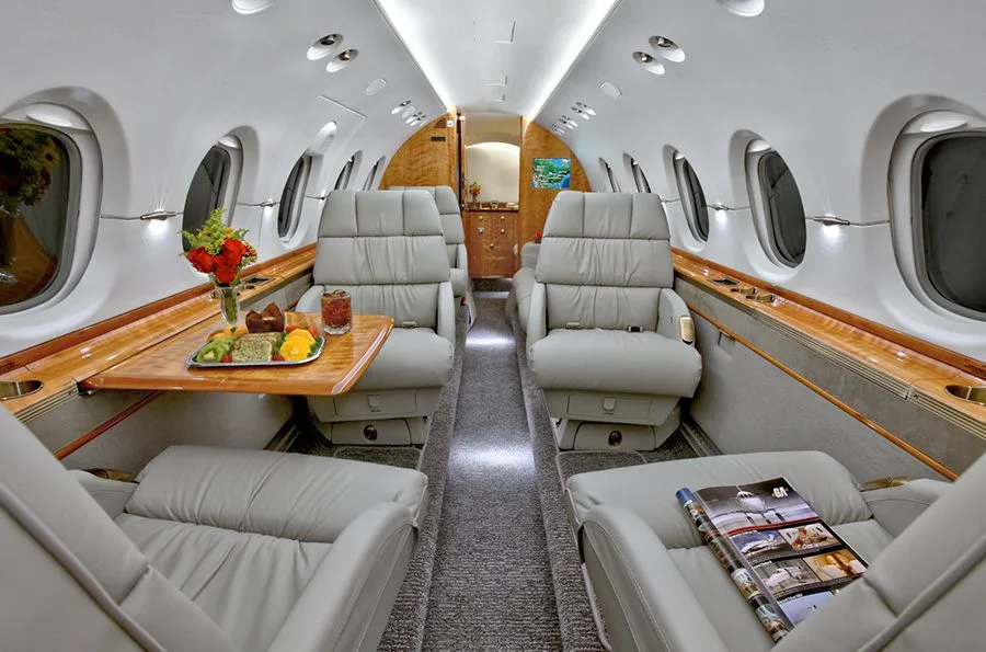 Cabin interior of a Hawker 900XP –.