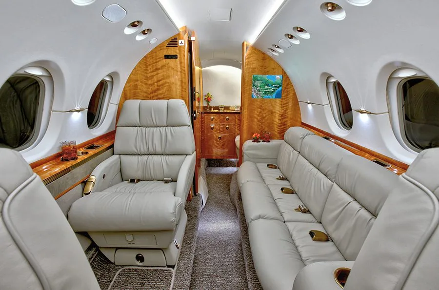 Cabin interior of a Hawker 900XP –.