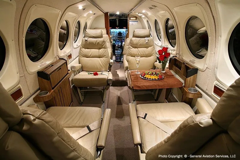 Cabin interior of a 1976 Beechcraft B100.
