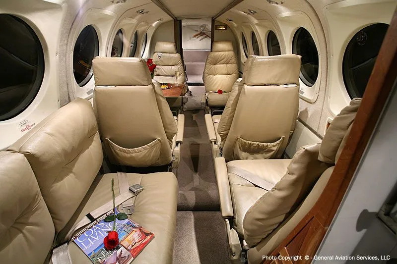 Cabin interior of a 1976 Beechcraft B100.