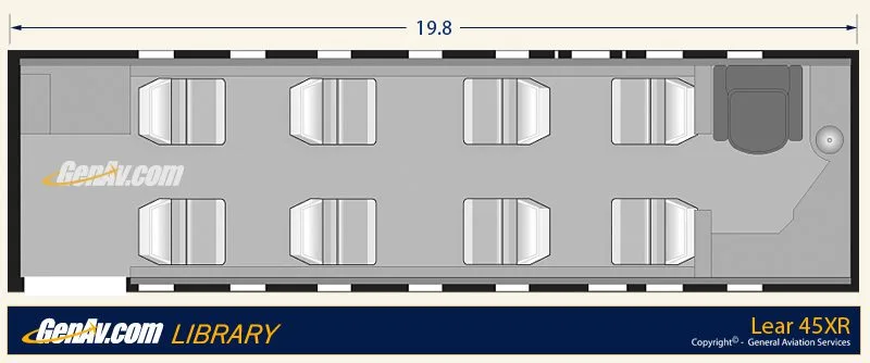 Specification or layout diagram for a 2003 Lear 45XR.